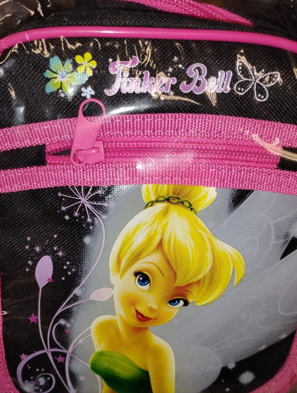Kids' Tinker Bell Pink & Black Crossbody Purse/Bag